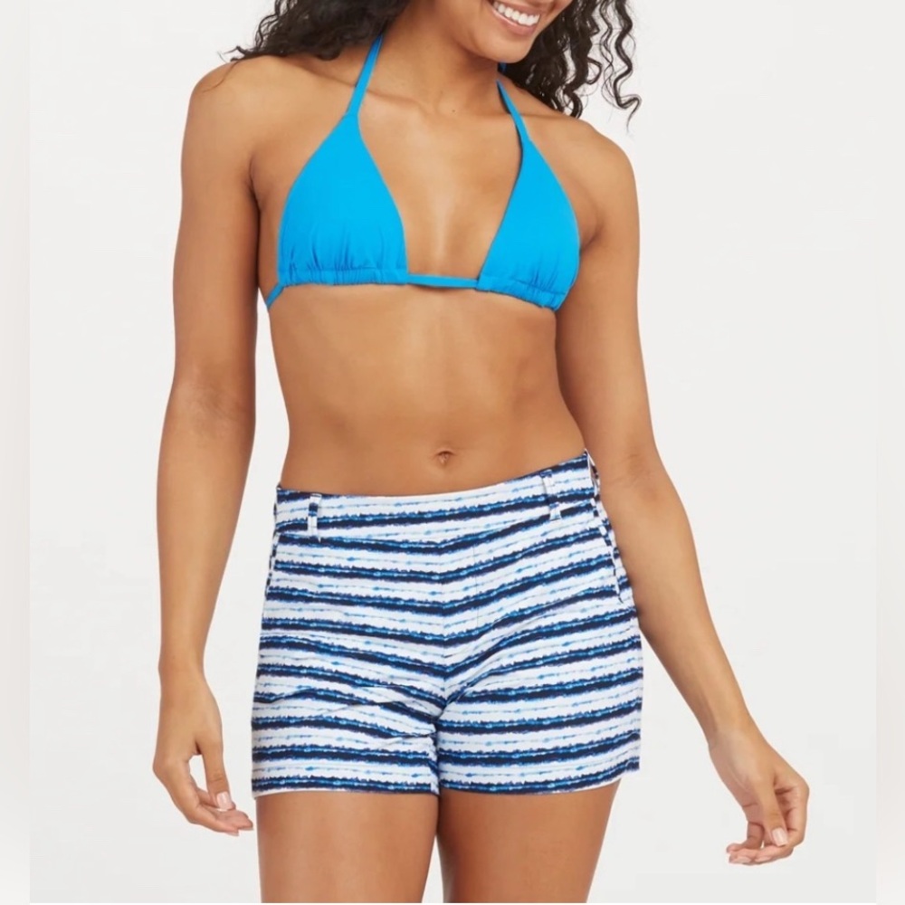 SPANX Blue Painted Stripe Sunshine Shorts Women’s Size XS (NWT)